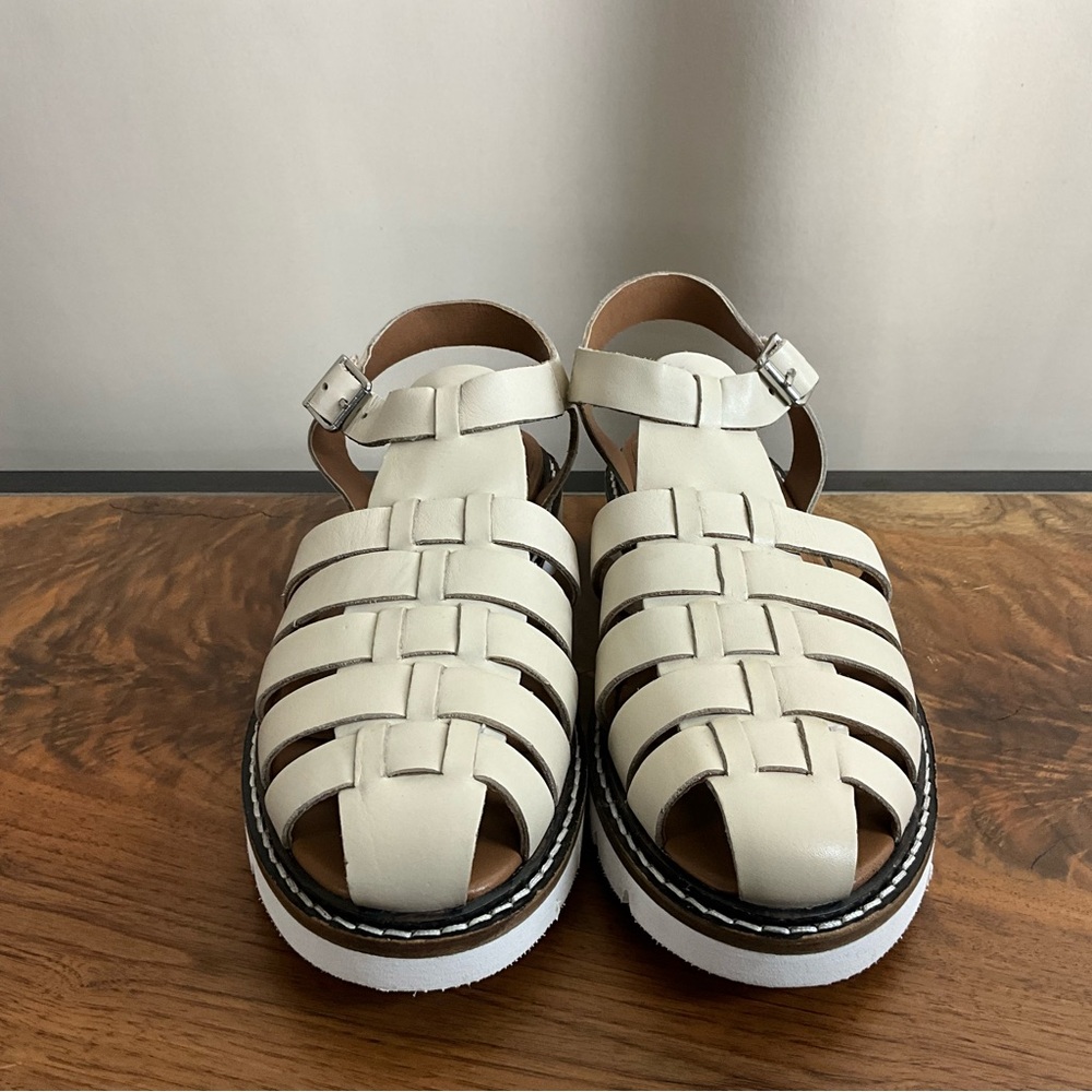 Roolee Beige Leather Fisherman’s Sandal, New in Box - Picture 5 of 8